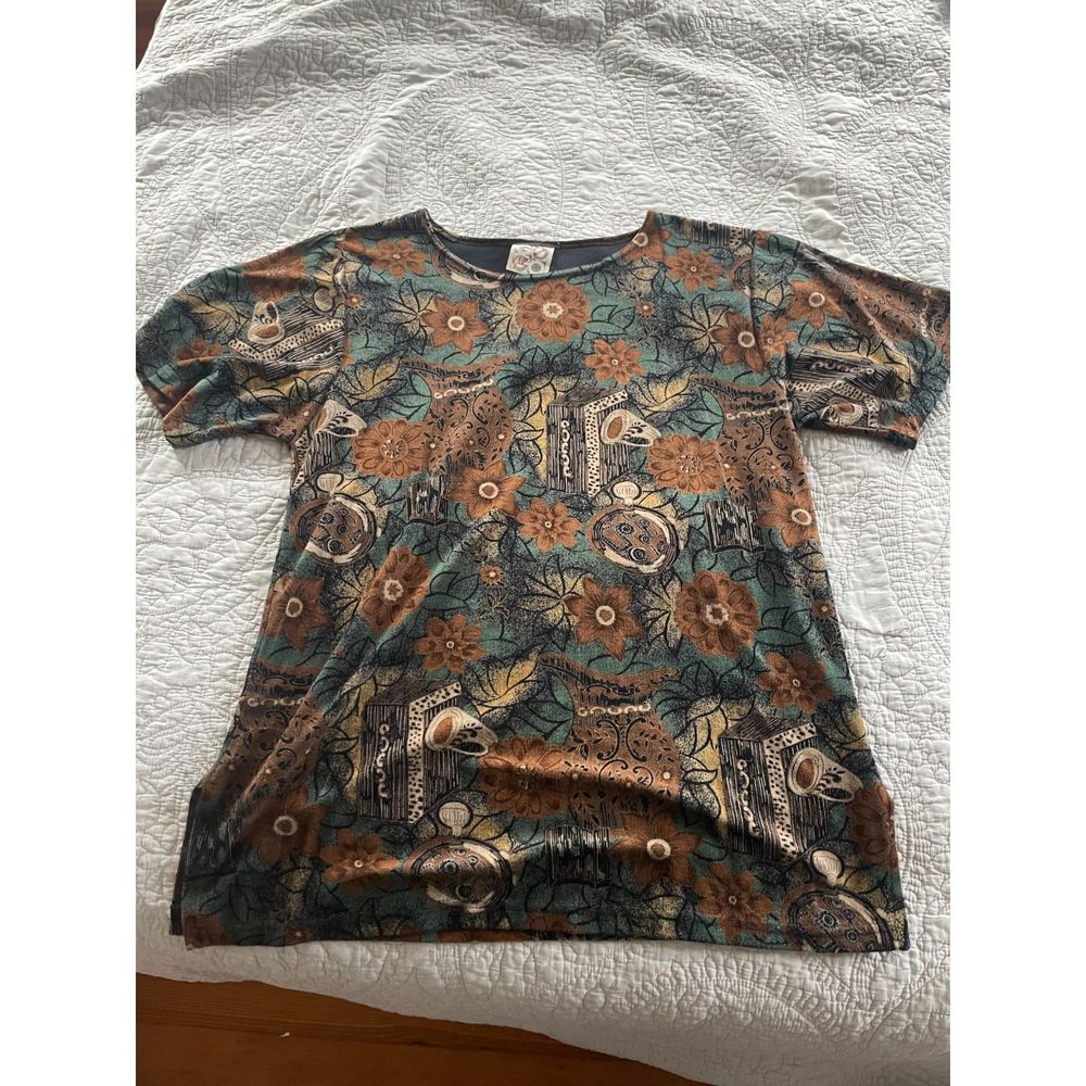Y2K Brown Art Floral Design Shirt